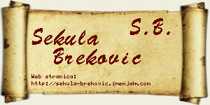 Sekula Breković vizit kartica